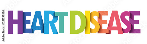 HEART DISEASE colorful vector typography banner
