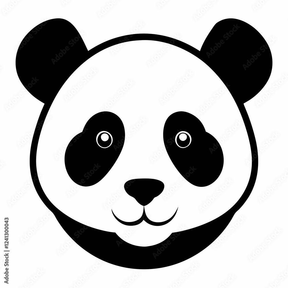 Panda Face Silhouette Vector Artwork
