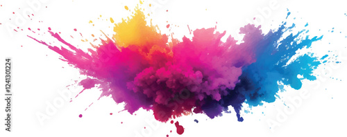 MobileTrendy Aquarelle Splash Art: Bright and Bold Watercolor Strokes and Splatter in a Rainbow of Colors, Isolated on a White Canvas for a Fresh, Modern Touch in Abstract Design and Artistic Expressi photo