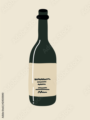 wine bottle in dark glass, vector