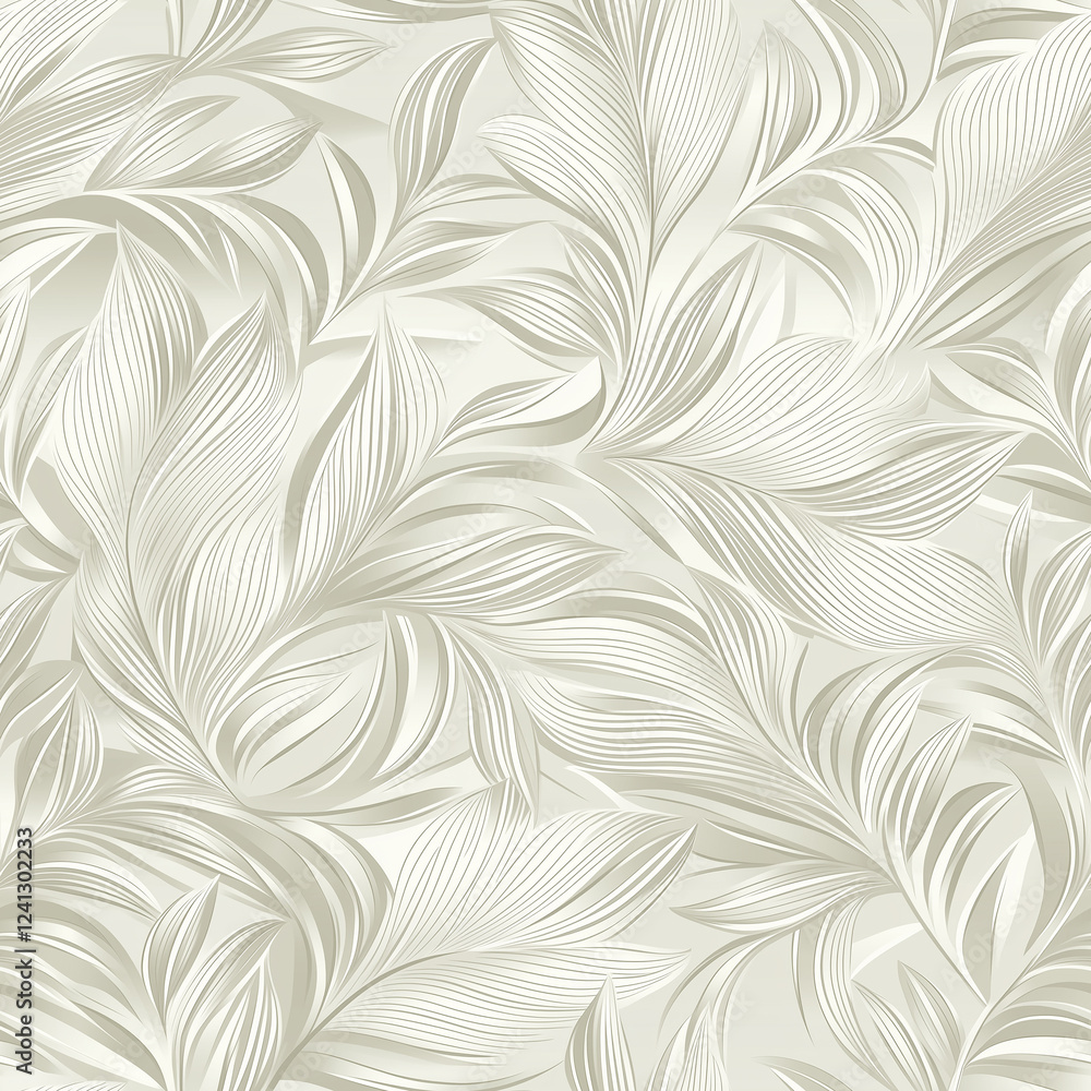Elegant minimalist seamless pattern of subtle leaves nature inspired digital art soft tones close-up view Elegant minimalist seamless pattern of subtle leaves nature inspired digital art soft tones close-up view
