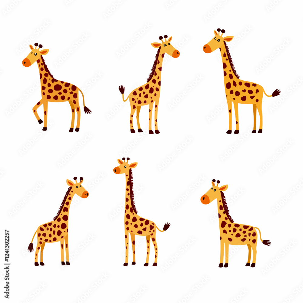 Obraz premium set of giraffe vector illustration
