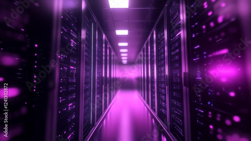 Wallpaper Mural A mesmerizing journey through a futuristic data center, bathed in vibrant purple light Torontodigital.ca