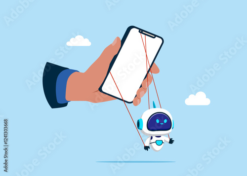 Social media addiction. Employer domination exploitation. Unhealthy toxic digital technology. Flat vector illustration