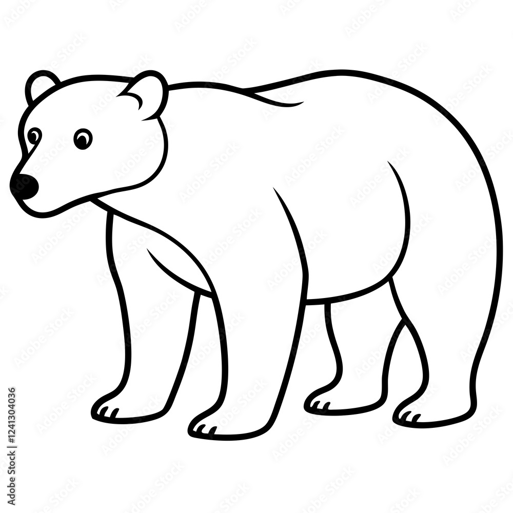 Obraz premium Polar Bear One-Line Vector Illustration