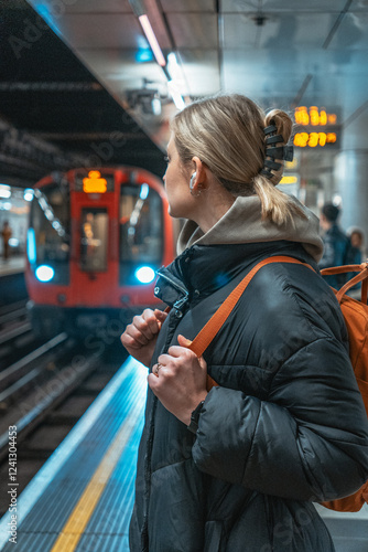 London, UK- 01.17.2025. Portrait of a Woman at the Subway Station photo