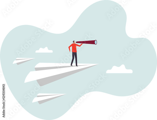Business vision to see opportunity or strategy, discovery or visionary to look forward .business concept.flat character.