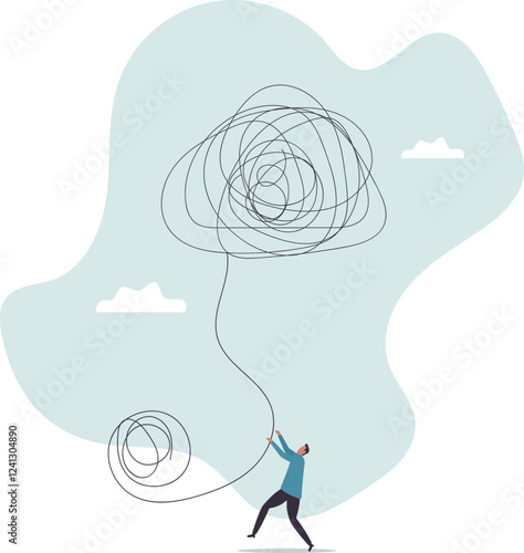 Leadership to deal and handle business problem, skill and decision to overcome difficulty or uncertainty, crisis management.business concept.flat character.