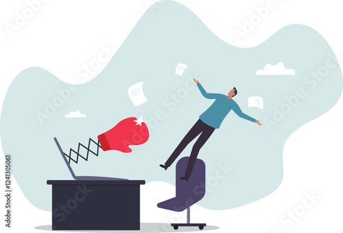 Cyber bullying, online harassment using social media to threatened people, violent using electronic means.business concept.flat character.