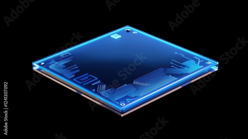 Wallpaper Mural Futuristic dark blue circuit board render with glowing effects Torontodigital.ca