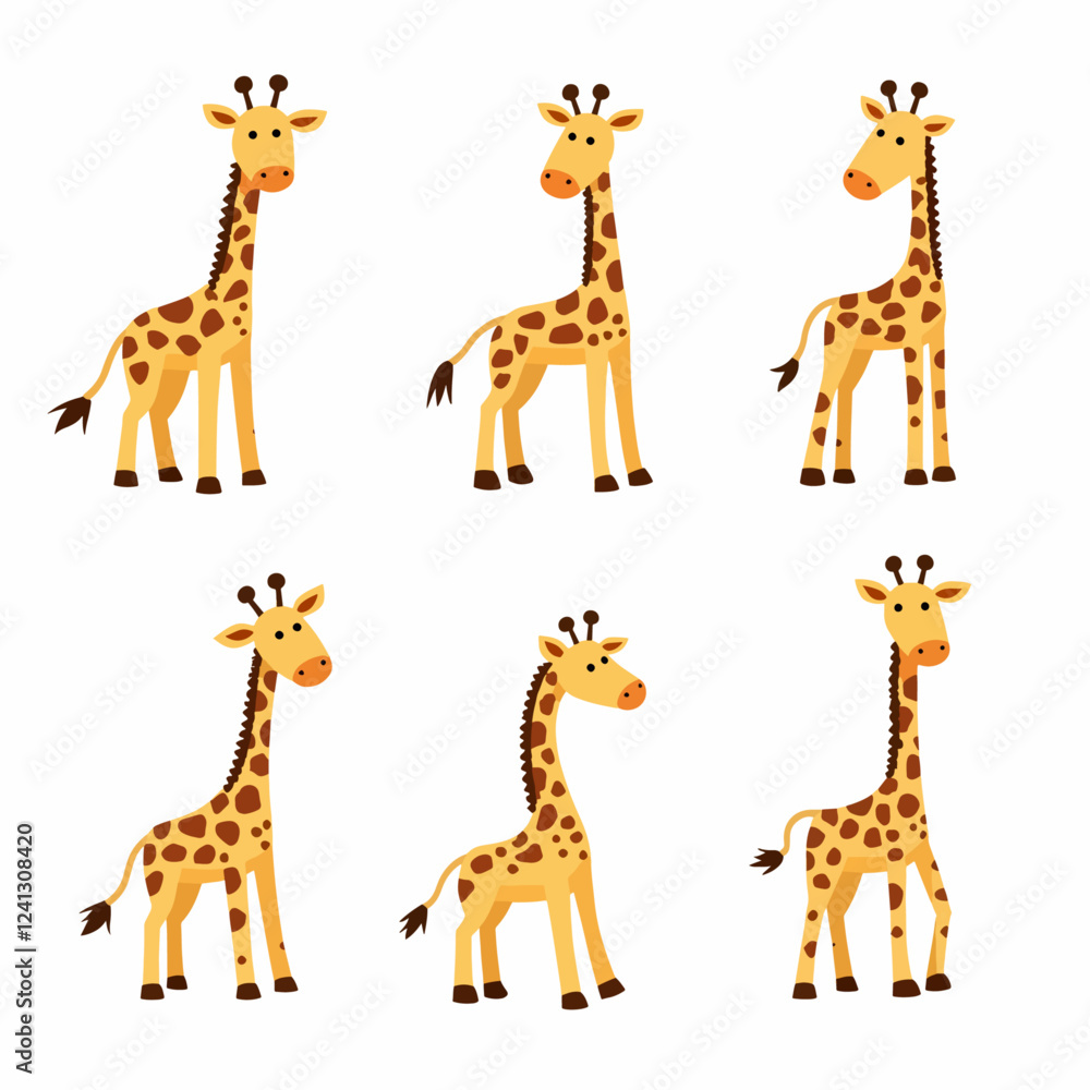 Obraz premium 65634333222 Set of giraffe vector illustration 