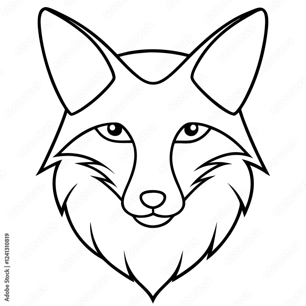 Obraz premium Simple Fox Head Art One Line Vector Style