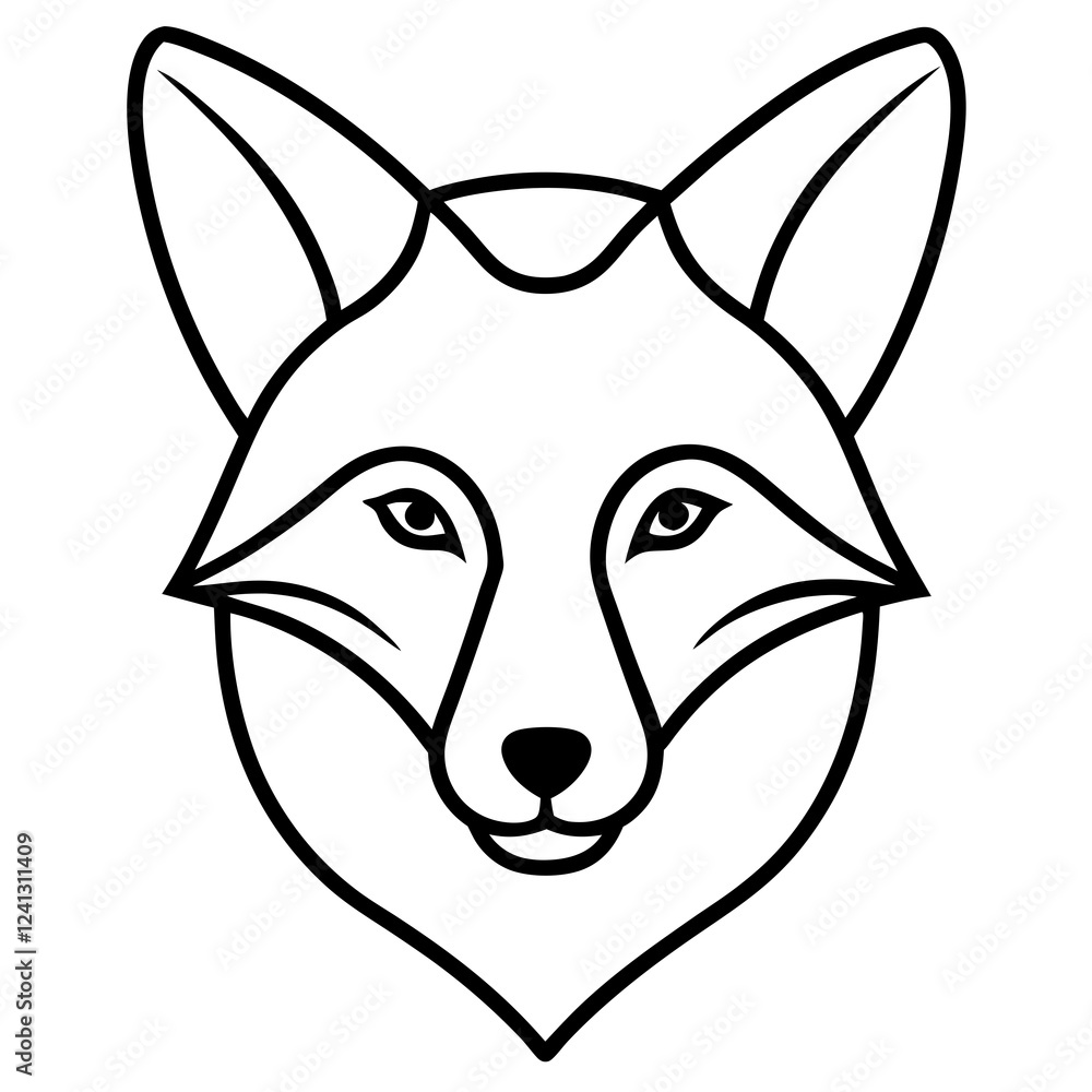 Obraz premium Simple Fox Head Art One Line Vector Style
