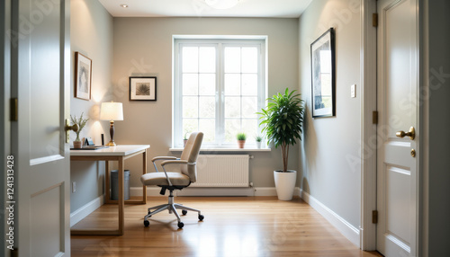Home office interior, work from home and interior design