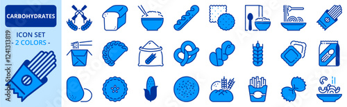 Icons in two colors about carbohydrates.