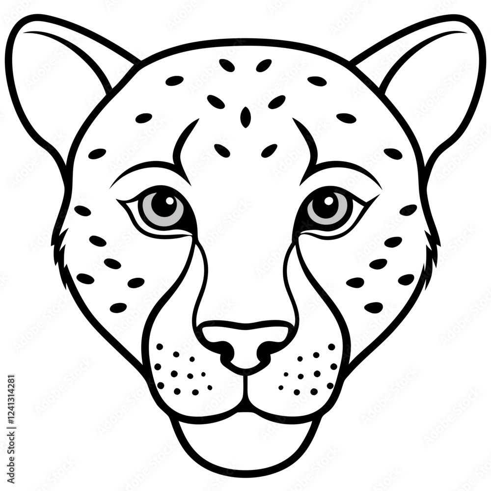 Single Line Cheetah Head Illustration in Vector Single Line Cheetah Head Illustration in Vector