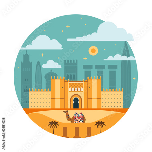 Travel to Marrakesh Print or Circle Shape Sticker