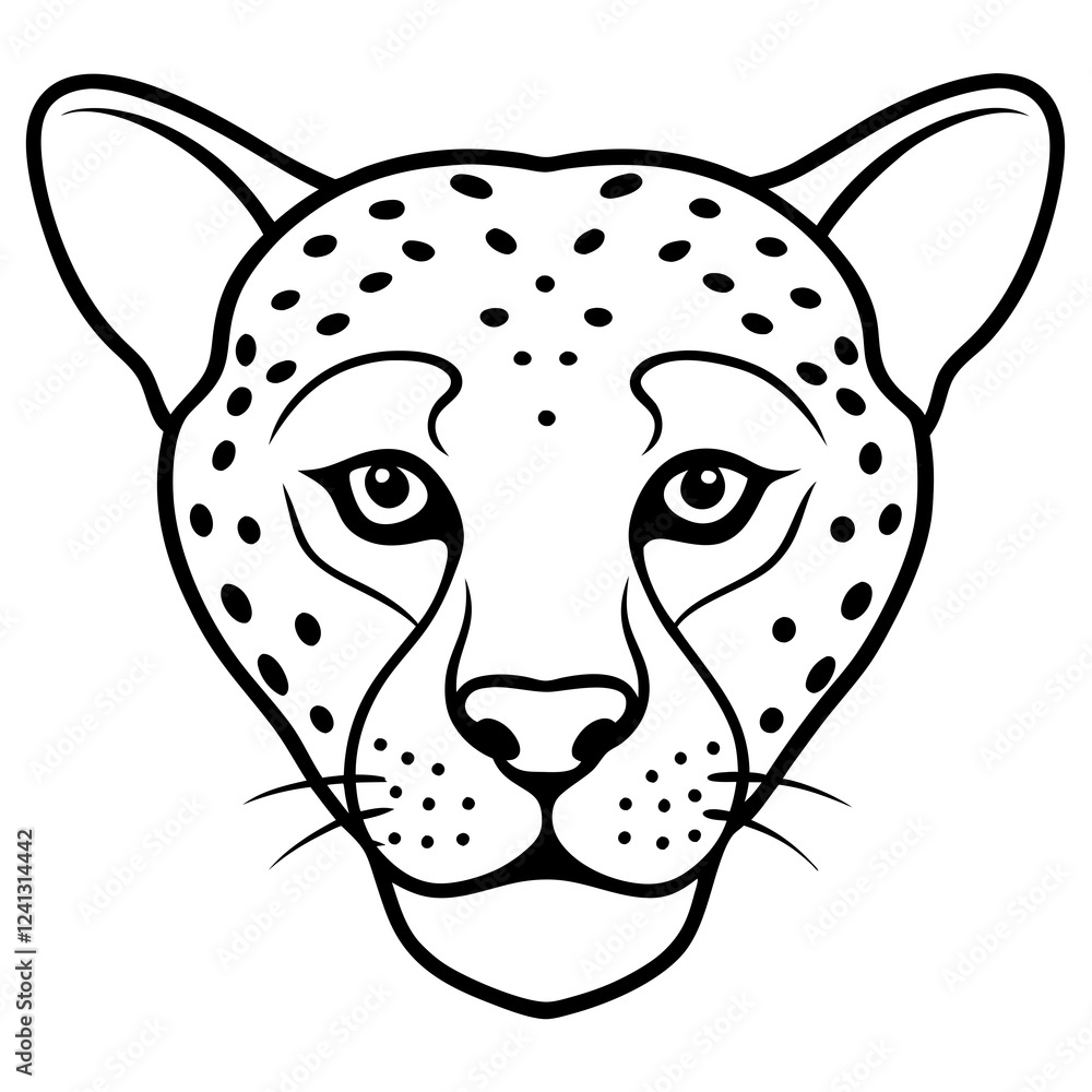 Fototapeta premium Single Line Cheetah Head Illustration in Vector