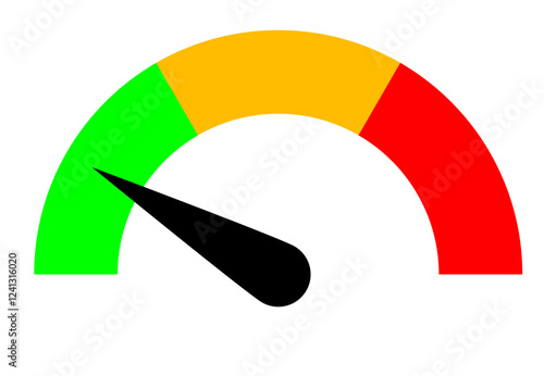 Low Level Guage Meter, Scale Risk Meter, Dashboard Sign, Speedometer Icon Vector Illustration
