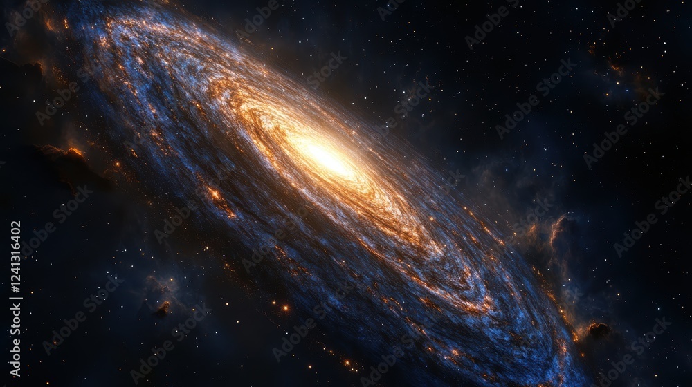 Fototapeta premium Majestic Spiral Galaxy Illuminates The Vast Cosmos