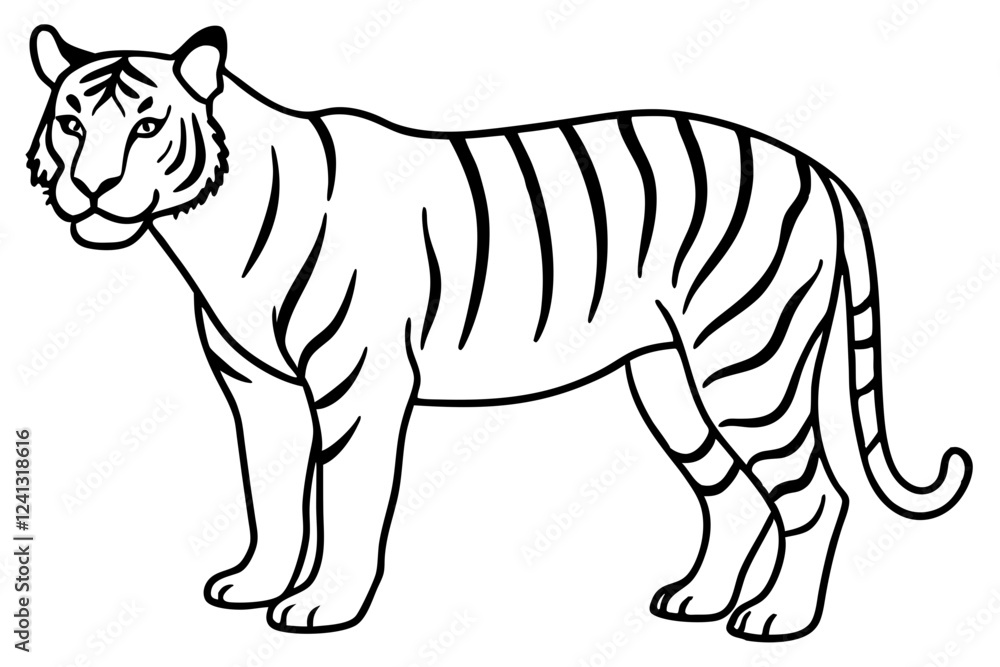 Single Line Tiger Vector Design Single Line Tiger Vector Design