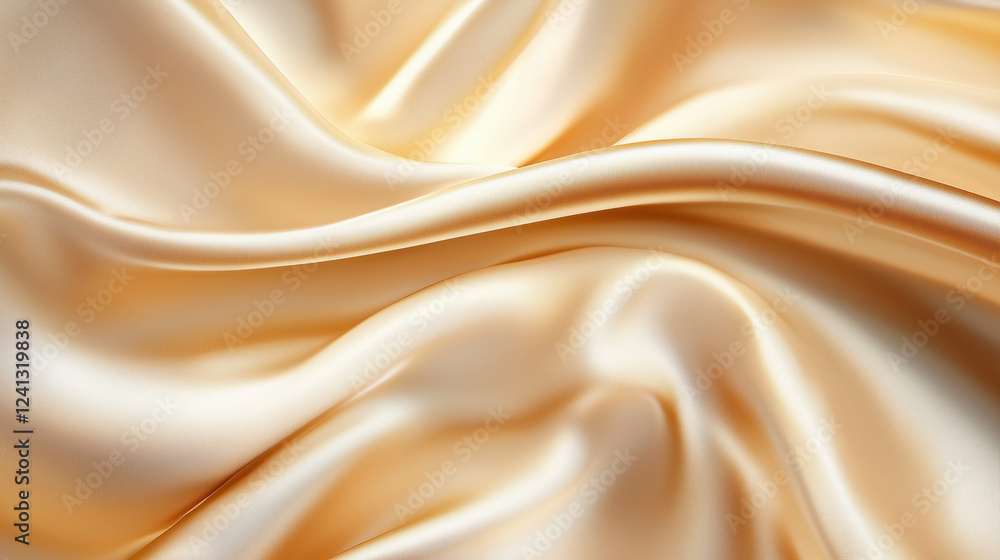 Fototapeta premium Close-Up of Light Beige Silk Fabric with Smooth Texture