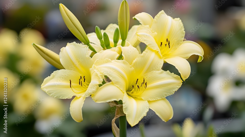 Obraz premium Photo of the ancient Sphinx rock formation Close-up of yellow daylily in full bloom