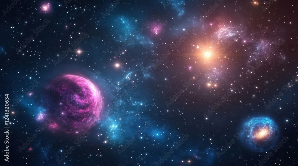 Cosmic Nebula Displays Vibrant Planets and Stars Cosmic Nebula Displays Vibrant Planets and Stars