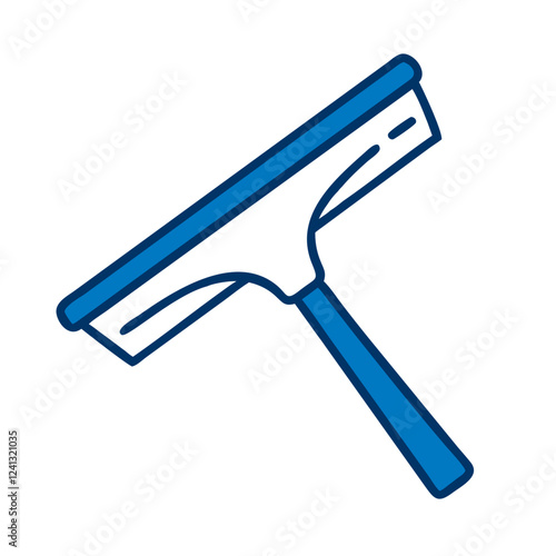 Window squeegee icon in blue outline style for cleaning tools