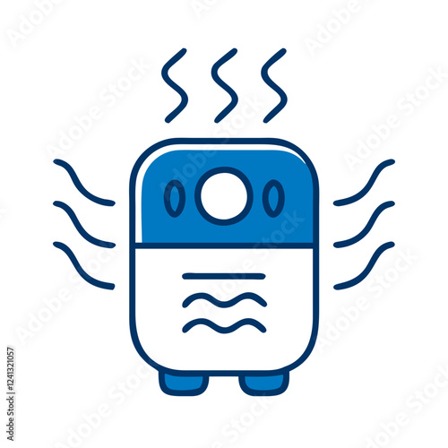 Air purifier icon in blue outline style for home air quality
