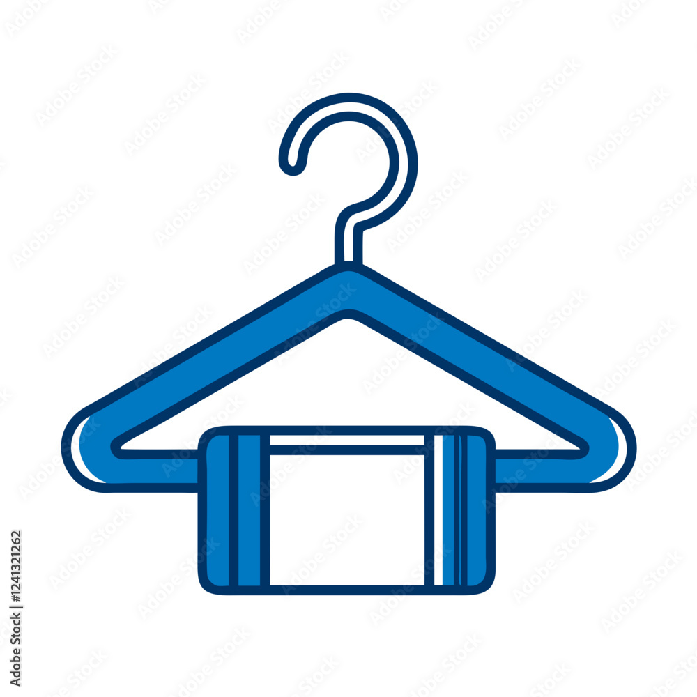 Clothes hanger icon in blue outline style for wardrobe organization Clothes hanger icon in blue outline style for wardrobe organization