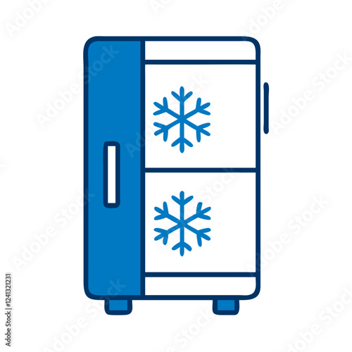 Freezer icon in blue outline style for food preservation