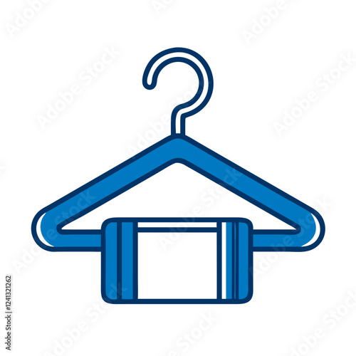 Clothes hanger icon in blue outline style for wardrobe organization