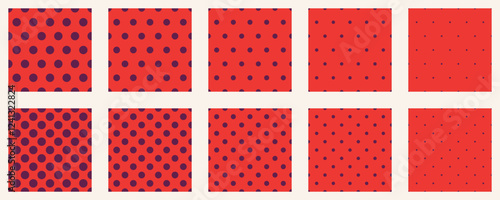 Set polka dots seamless vector pattern. Simple background for web or print. Abstract surface.