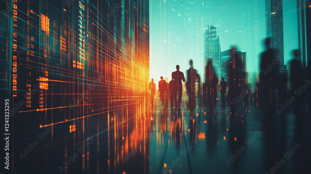 abstract professional business team people connection of line from nail node to node on Smart digital cityscap and skyline background , Innovation networking concept abstract professional business team people connection of line from nail node to node on Smart digital cityscap and skyline background , Innovation networking concept