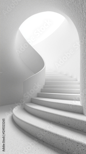 Elegant Curved White Staircase Design