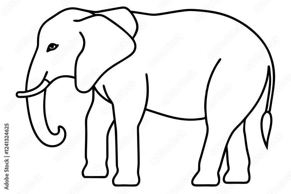 Single-Line Elephant Vector Illustration Single-Line Elephant Vector Illustration