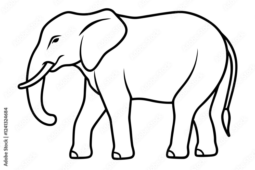 Single-Line Elephant Vector Illustration Single-Line Elephant Vector Illustration