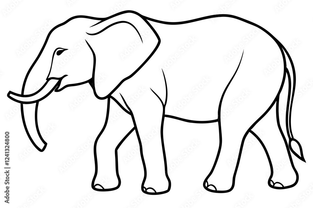 Single-Line Elephant Vector Illustration Single-Line Elephant Vector Illustration