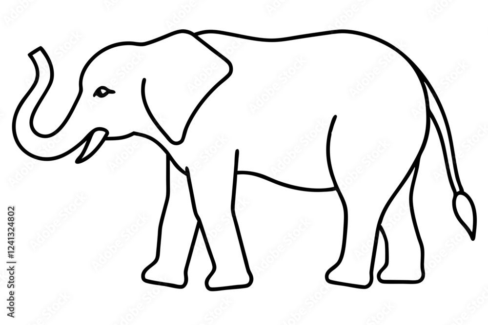 Single-Line Elephant Vector Illustration Single-Line Elephant Vector Illustration
