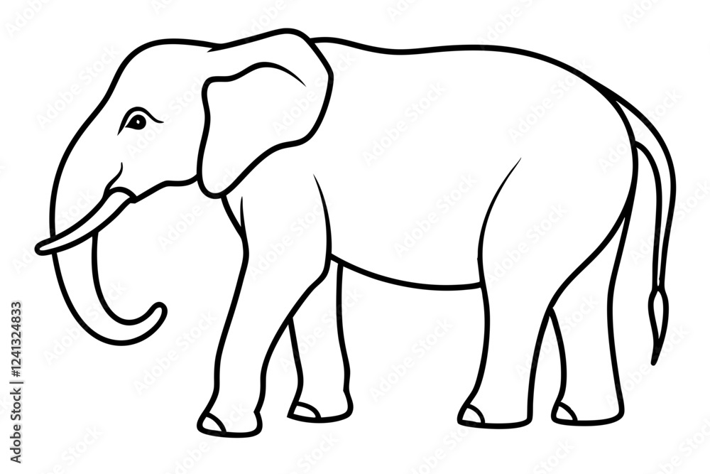 Single-Line Elephant Vector Illustration Single-Line Elephant Vector Illustration