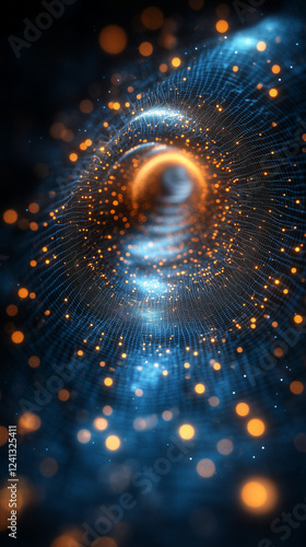 Abstract Digital Network with Glowing Particles