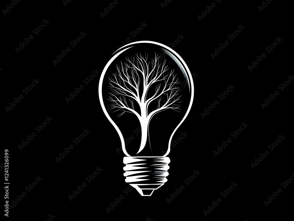 Lightbulb with Tree Design Concept Lightbulb with Tree Design Concept
