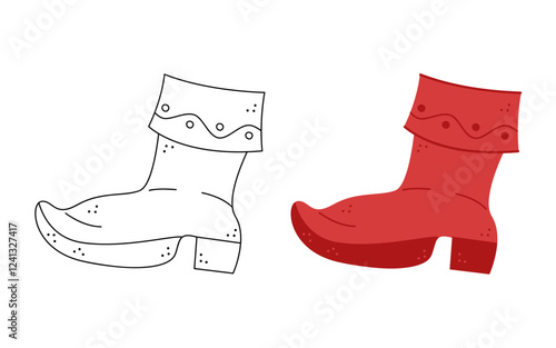 Two boots for celebrating Shrovetide. Hand drawn clip art for your project.