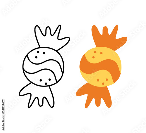 Two rectangular candies. Hand drawn clip art for your project.