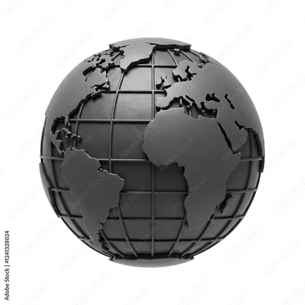 Naklejka premium 3D Globe Icon, International Symbol, Global Business Concept Isolated on White Background