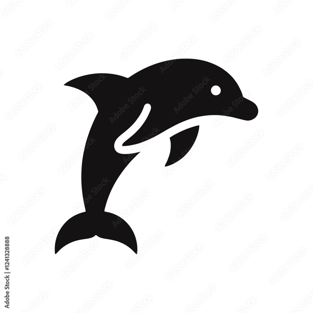 Naklejka premium Dolphin icon. Silhouette of wild animal. Vector illustration.