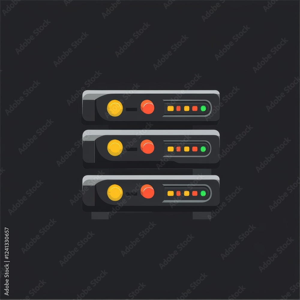 A minimalistic black server rack with glowing LED lights and a futuristic design. A minimalistic black server rack with glowing LED lights and a futuristic design.