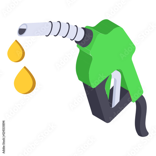 Fuel nozzles isometric Concept, petrol pistol  Vector color Icon Design, Oil and Gas industry Symbol, Petroleum  and gasoline Sign, Service and supply stock illustration