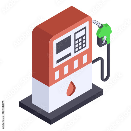 Digital Fuel dispenser isometric Concept, Automated Biofuels filling Station Vector color Icon Design, Oil and Gas industry Symbol, Petroleum  and gasoline Sign, Service and supply stock illustration